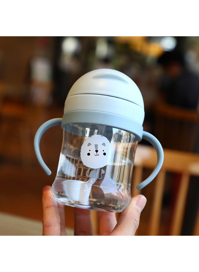 أكواب شرب للأطفال، 250 مل، كوب straw بوزن مقاوم للتسرب بزاوية 360° مع مقبض زجاجة ماء بفتحة ناعمة كوب متعلم مع مقبض مضاد للاختناق مع زجاجة ماء كوب مقاوم للسقوط (أزرق) - Image 1