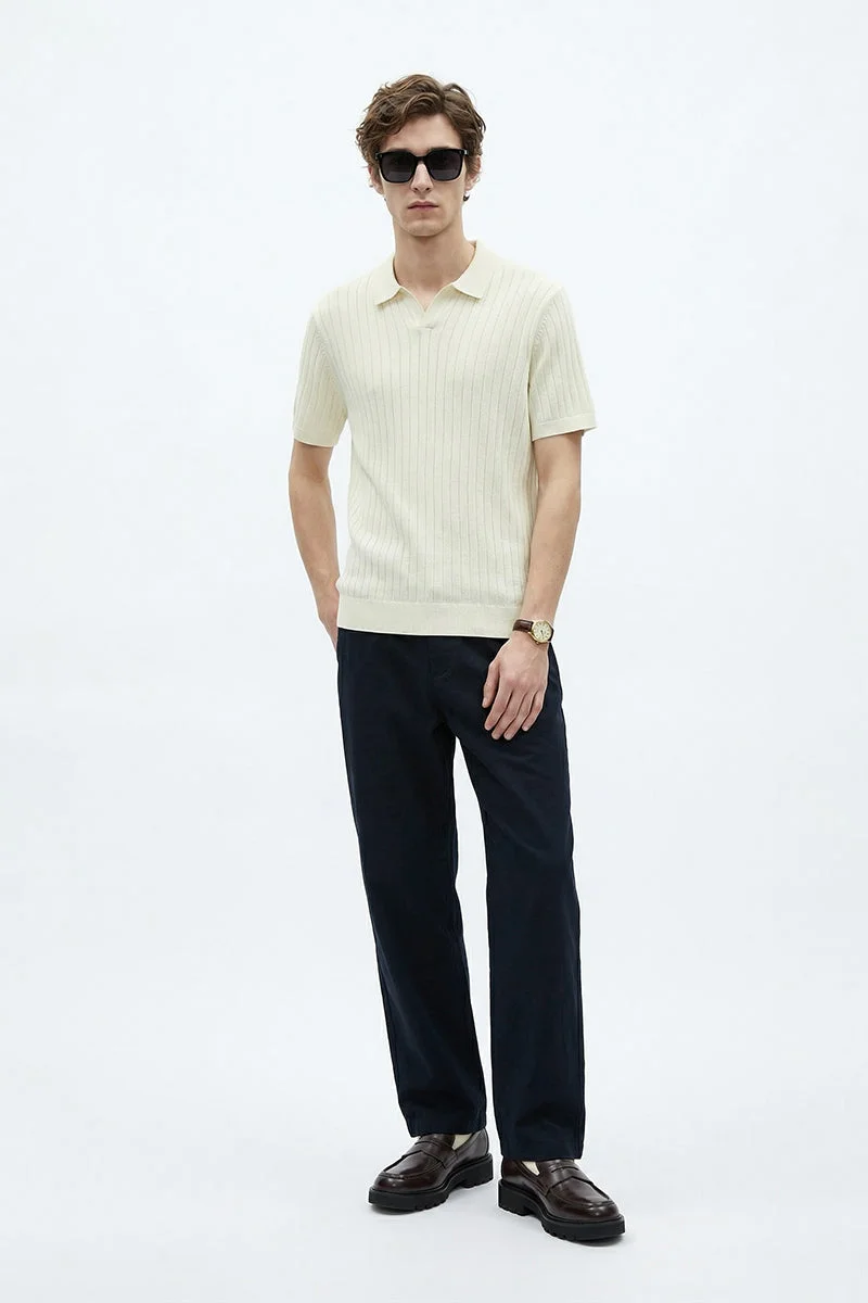 سنيتش Navy Blue Solid Relaxed Casual Trousers