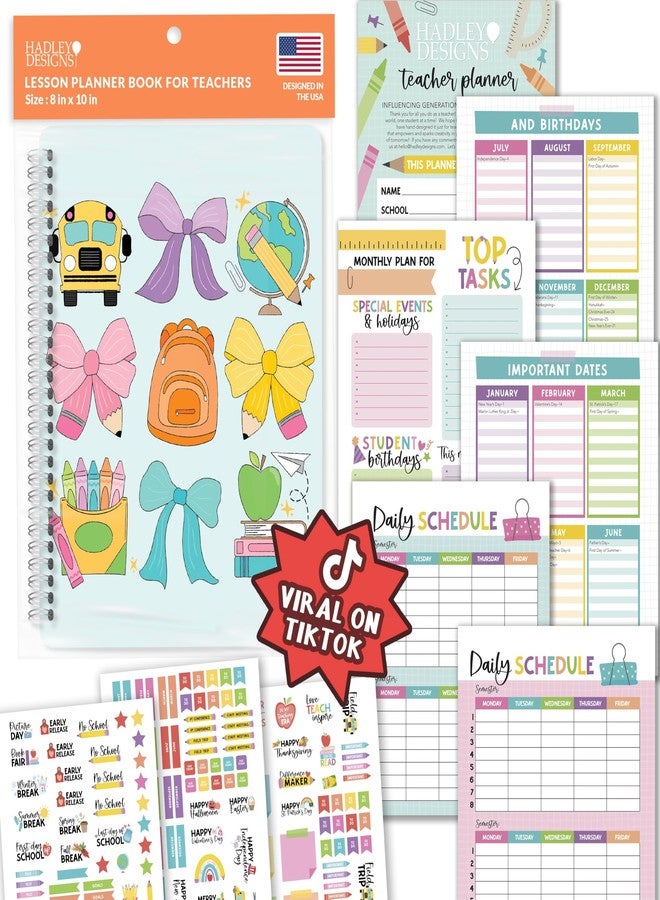 Hadley Designs Teacher Planner 2025-2026 - Undated Teacher Planners, Homeschool Lesson Planner Book For Teachers Must Haves, Lesson Plan Book For Teachers Classroom Supplies & Appreciation Gifts - Image 1
