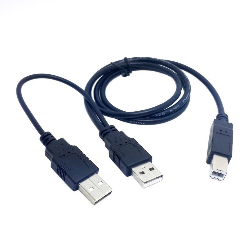 cablecc Dual USB 2.0 Male to Standard B Male Y Cable 80cm for Printer & Scanner & External Hard Disk Drive - Image 1