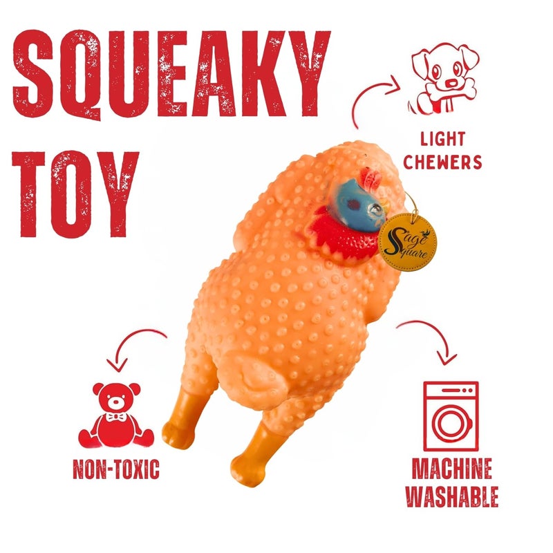 Sage Square Squeaky Chicken Chew Toy - Fun and Festive Pet Toy for Hours of Entertainment, Festive Pet Plaything, Interactive Pumpkin Fun, Stimulating Squeaker Sound, Entertaining Pet Accessory - Image 2