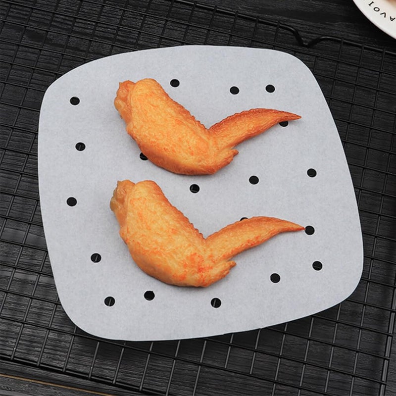 100 Pcs Perforated Air Fryer Parchment Paper Liners Non Stick Baking Mats For Easy Cleanup - Image 5