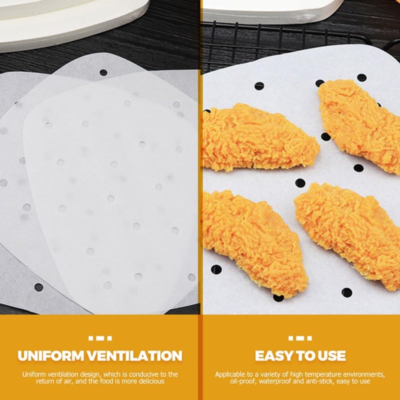 100 Pcs Perforated Air Fryer Parchment Paper Liners Non Stick Baking Mats For Easy Cleanup - Image 4
