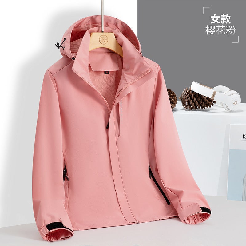 Generic Couples Outdoor Cycling Windbreaker Spring Autumn Jacket Waterproof Mountain Apparel With Custom Logo Sakura Powder