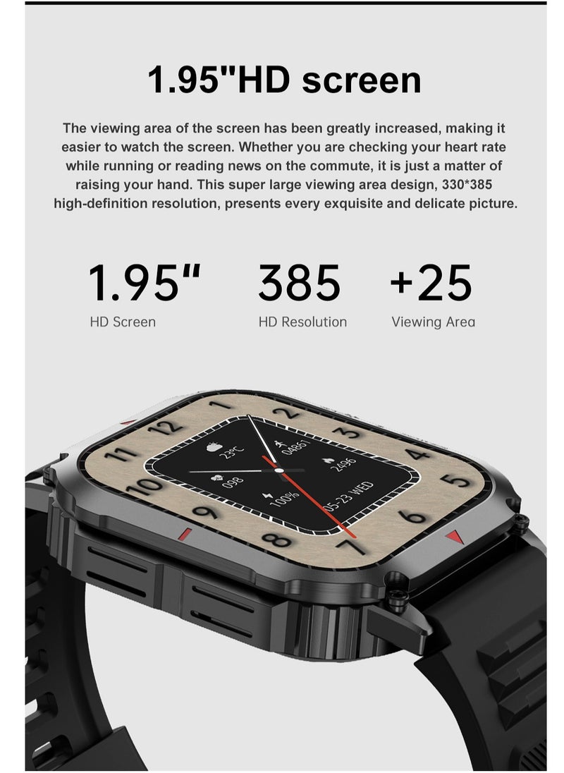 GULFLINK Smartwatch Always On Display DK66 1.95 inch Man NFC Outdoor Sport Men Smart Watch 2024 With Body Temperature Monitoring-Black  - Image 4