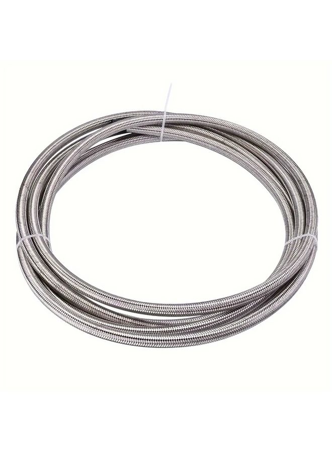 1M 39.3IN 6AN Stainless Steel Braided Fuel Line Hose CPE 5/16 Oil Gas Cooler Universal Transmission Hose - Image 3