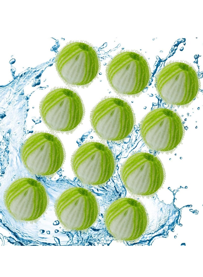 12 Pack Pet Hair Remover, Reusable Dryer Lint Remover Washing Balls, 35mm Washing Balls, Washing Machine Hair Catcher, Effcient Cleaning, for Dogs and Cats, White and Green - Image 1