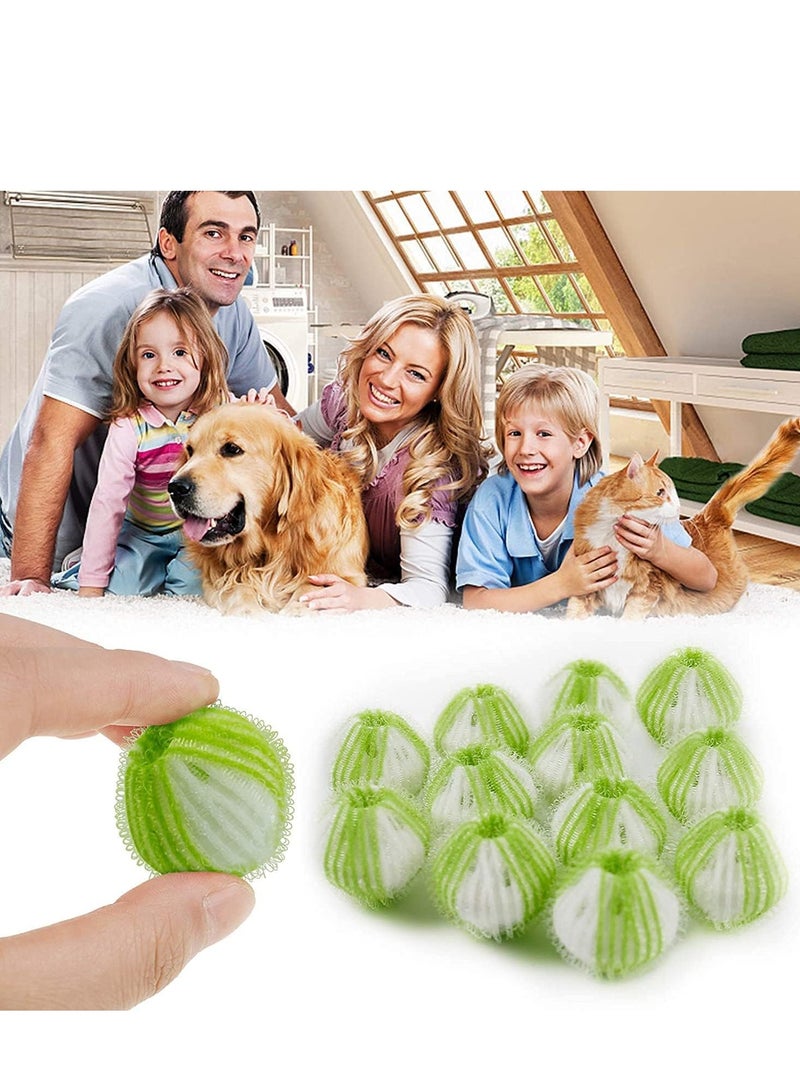 12 Pack Pet Hair Remover, Reusable Dryer Lint Remover Washing Balls, 35mm Washing Balls, Washing Machine Hair Catcher, Effcient Cleaning, for Dogs and Cats, White and Green - Image 2