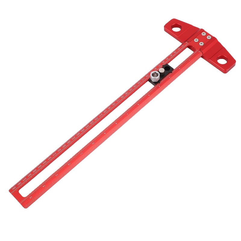 Luocute T Square Ruler, Aluminum Alloy Dual Measurement Woodworking Tool with Interchangeable Drill Guide and Precise Etching for Angle Measurement Drilling Marking - Image 1