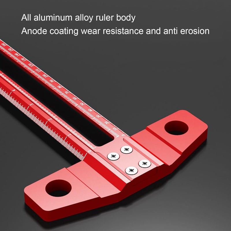 Luocute T Square Ruler, Aluminum Alloy Dual Measurement Woodworking Tool with Interchangeable Drill Guide and Precise Etching for Angle Measurement Drilling Marking - Image 3