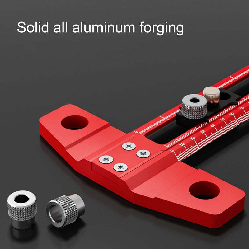 Luocute T Square Ruler, Aluminum Alloy Dual Measurement Woodworking Tool with Interchangeable Drill Guide and Precise Etching for Angle Measurement Drilling Marking - Image 5