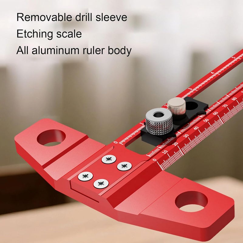 Luocute T Square Ruler, Aluminum Alloy Dual Measurement Woodworking Tool with Interchangeable Drill Guide and Precise Etching for Angle Measurement Drilling Marking - Image 2