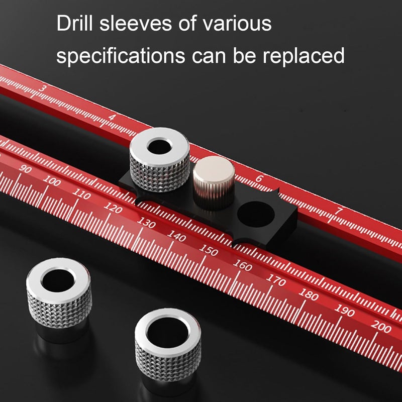 Luocute T Square Ruler, Aluminum Alloy Dual Measurement Woodworking Tool with Interchangeable Drill Guide and Precise Etching for Angle Measurement Drilling Marking - Image 4