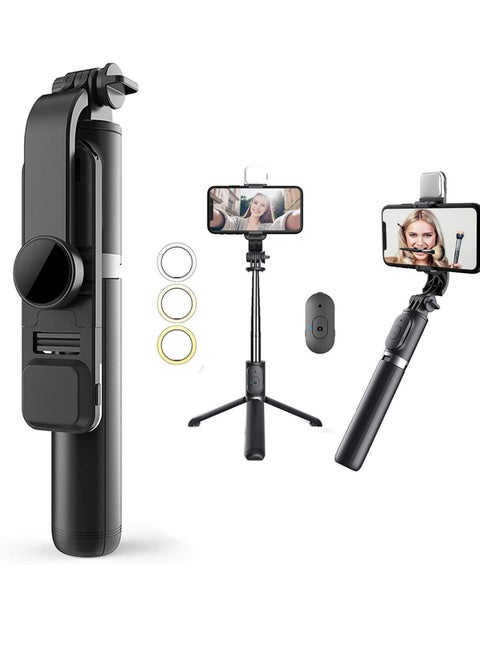 Bluetooth Extendable Selfie Stick with Led Light Wireless Remote and Tripod Stand 104cm for All iPhone and Android Smartphone