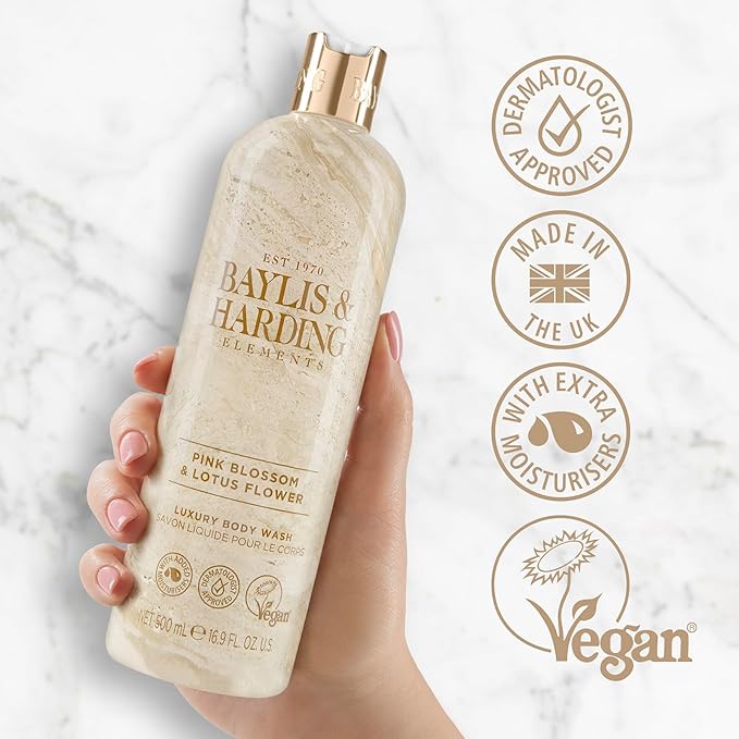 Baylis & Harding غسول يدين بايليس هاردينغ إليمنتس بلوسوم الورد وزهرة اللوتس 500 مل عبوة من 3 صديقة للنباتيين - Image 3