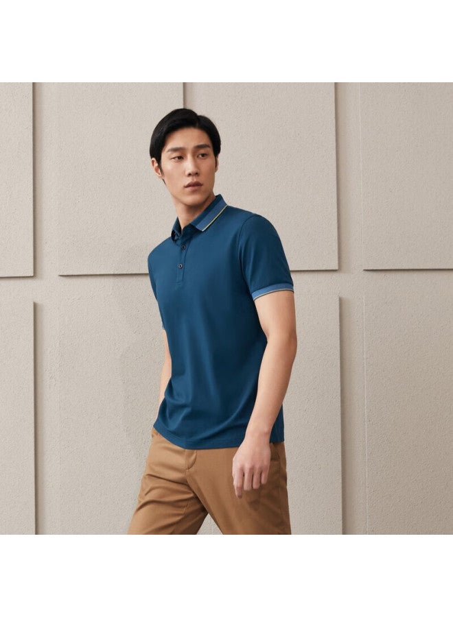 Youngor Men's T-shirt, Summer Young Men's Business Casual Short-sleeve T-shirt, Gspc533019pca, Dark Green, S - Image 2