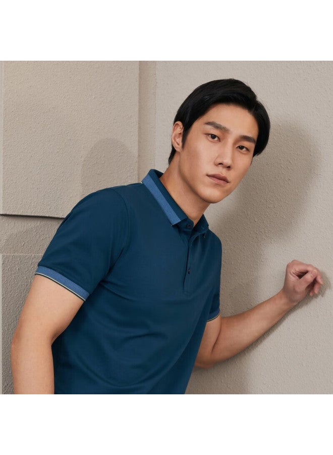 Youngor Men's T-shirt, Summer Young Men's Business Casual Short-sleeve T-shirt, Gspc533019pca, Dark Green, S - Image 3