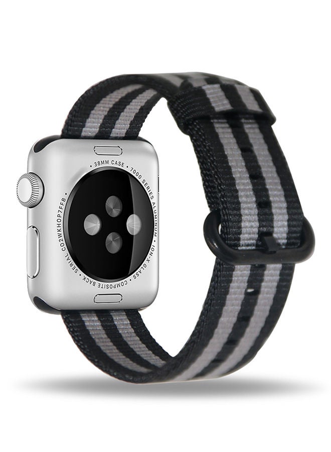 NIBEMINENT Replacement Band For Apple Watch Series 1/2/3 38mm Black/Grey - Image 3