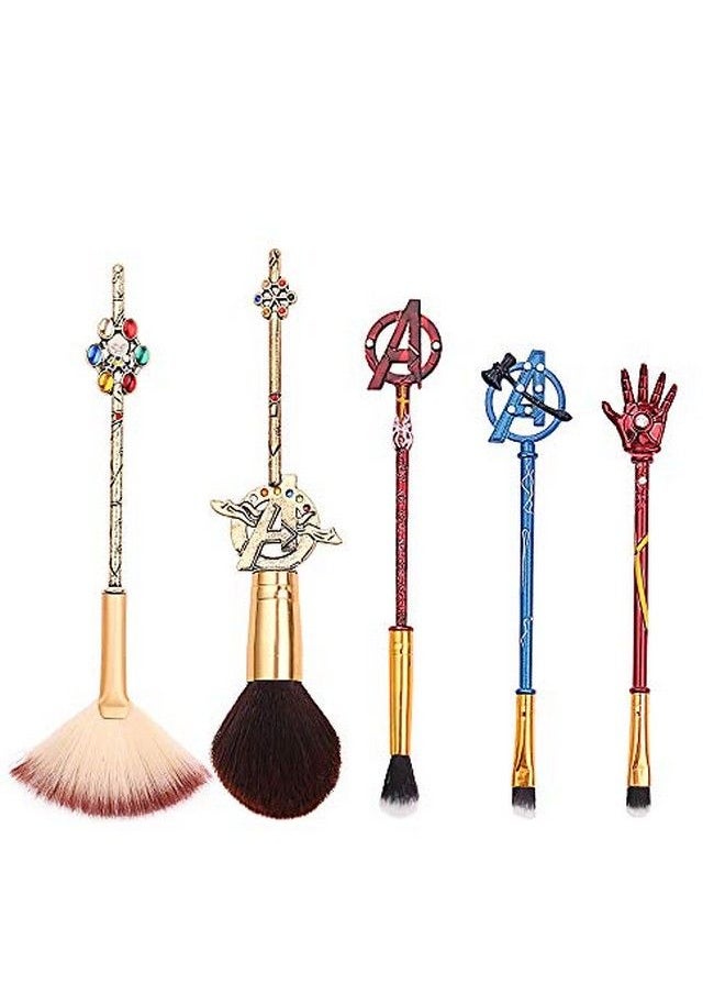 rongji jewelry - 5Pcs Classical Movie Makeup Brushes Professional Cosmetic Brushes Foundation Blending Blush Eye Shadows Face Powder Fan Brushes Kit For Fans - Image 1