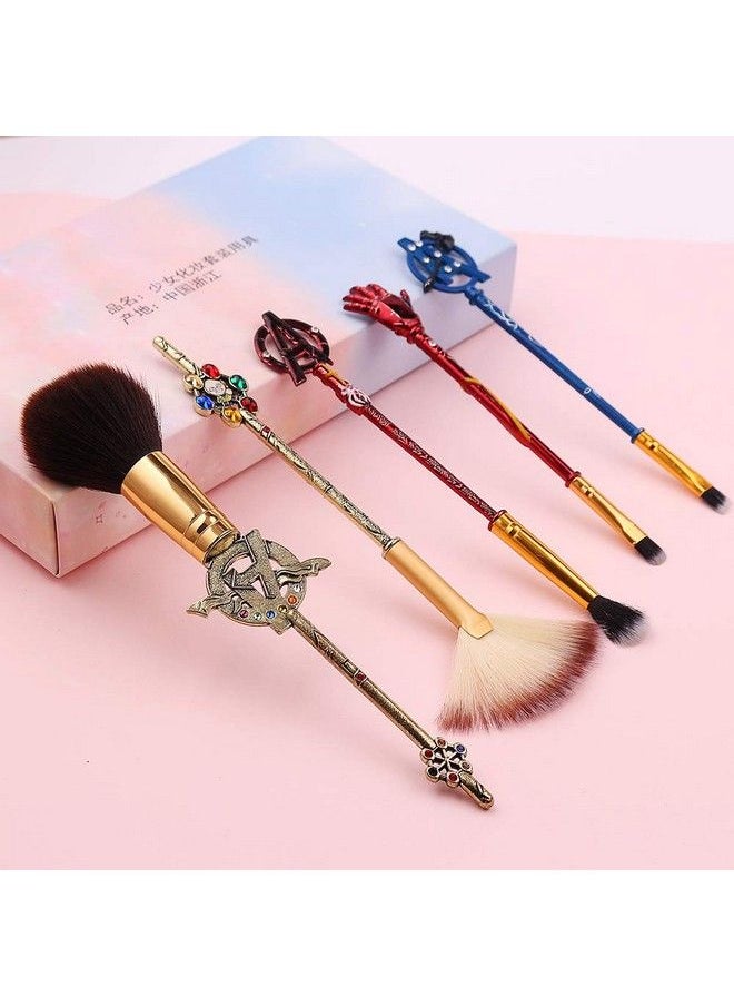 rongji jewelry - 5Pcs Classical Movie Makeup Brushes Professional Cosmetic Brushes Foundation Blending Blush Eye Shadows Face Powder Fan Brushes Kit For Fans - Image 1