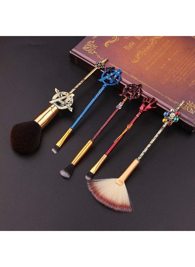 rongji jewelry - 5Pcs Classical Movie Makeup Brushes Professional Cosmetic Brushes Foundation Blending Blush Eye Shadows Face Powder Fan Brushes Kit For Fans - Image 1
