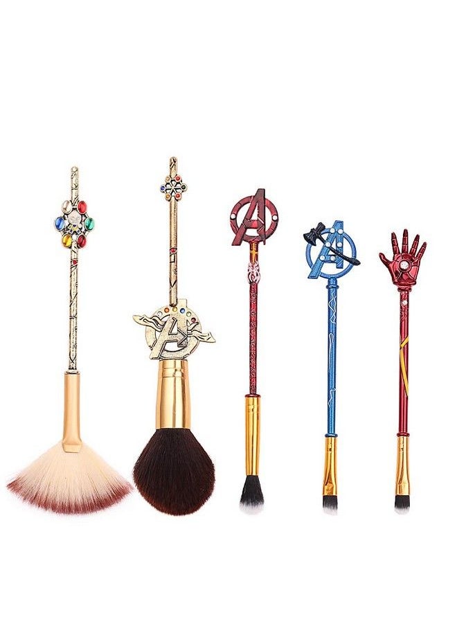 rongji jewelry - 5Pcs Classical Movie Makeup Brushes Professional Cosmetic Brushes Foundation Blending Blush Eye Shadows Face Powder Fan Brushes Kit For Fans - Image 1