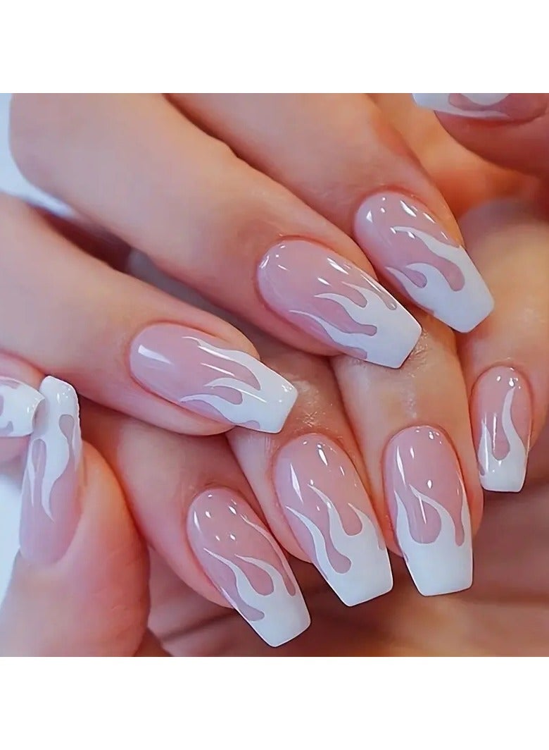 ORiTi 24 قطعة أظافر مستوحاة من الباليه بلون الوردي الناري - أظافر متوسطة قابلة للفك مع تغطية كاملة برأس مربع - مثالية للأظافر الاصطناعية القابلة للارتداء والمظهر الجذاب - Image 1