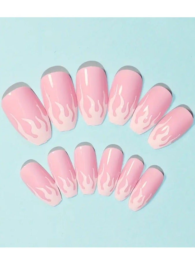 ORiTi 24 قطعة أظافر مستوحاة من الباليه بلون الوردي الناري - أظافر متوسطة قابلة للفك مع تغطية كاملة برأس مربع - مثالية للأظافر الاصطناعية القابلة للارتداء والمظهر الجذاب - Image 2