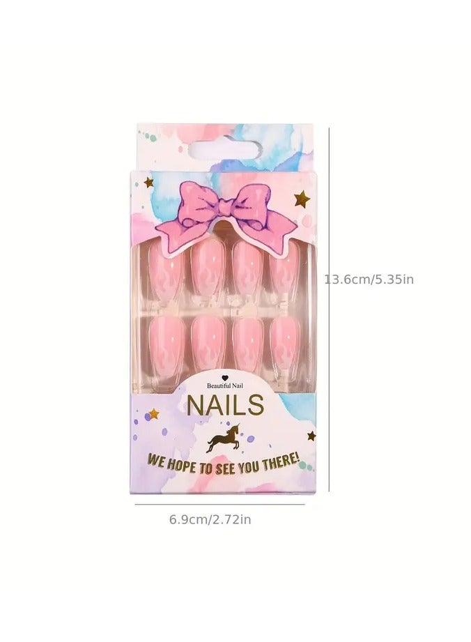 ORiTi 24 قطعة أظافر مستوحاة من الباليه بلون الوردي الناري - أظافر متوسطة قابلة للفك مع تغطية كاملة برأس مربع - مثالية للأظافر الاصطناعية القابلة للارتداء والمظهر الجذاب - Image 3