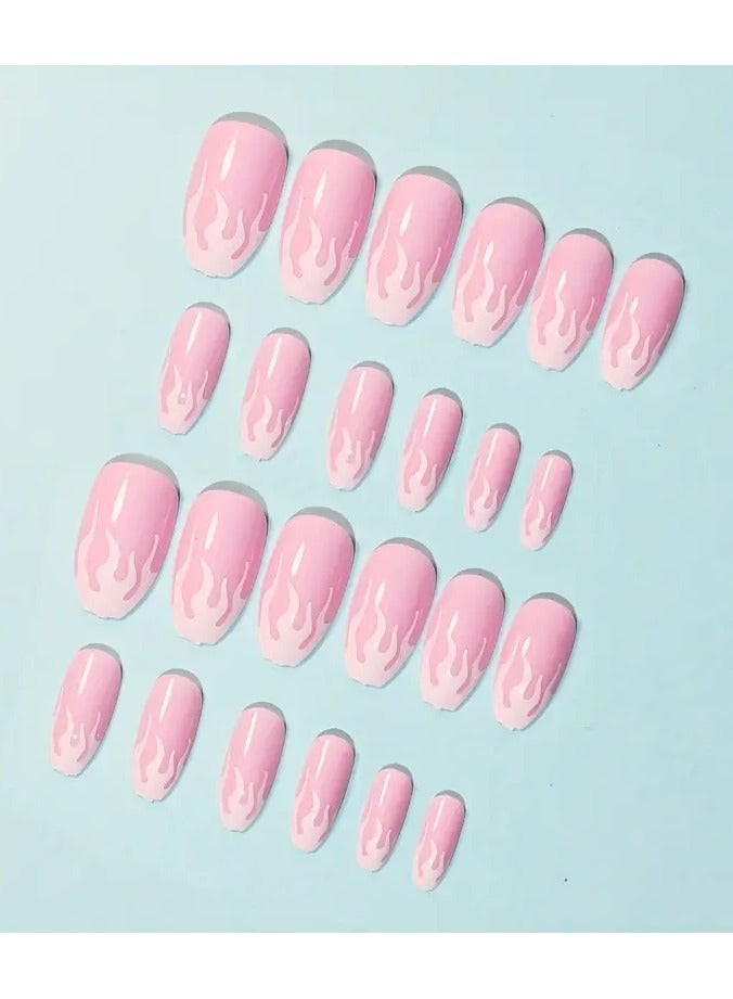 ORiTi 24 قطعة أظافر مستوحاة من الباليه بلون الوردي الناري - أظافر متوسطة قابلة للفك مع تغطية كاملة برأس مربع - مثالية للأظافر الاصطناعية القابلة للارتداء والمظهر الجذاب - Image 4