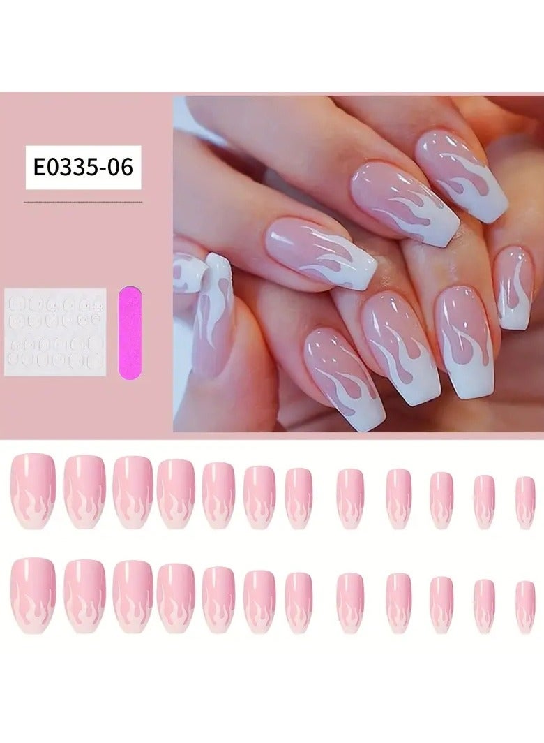 ORiTi 24 قطعة أظافر مستوحاة من الباليه بلون الوردي الناري - أظافر متوسطة قابلة للفك مع تغطية كاملة برأس مربع - مثالية للأظافر الاصطناعية القابلة للارتداء والمظهر الجذاب - Image 5