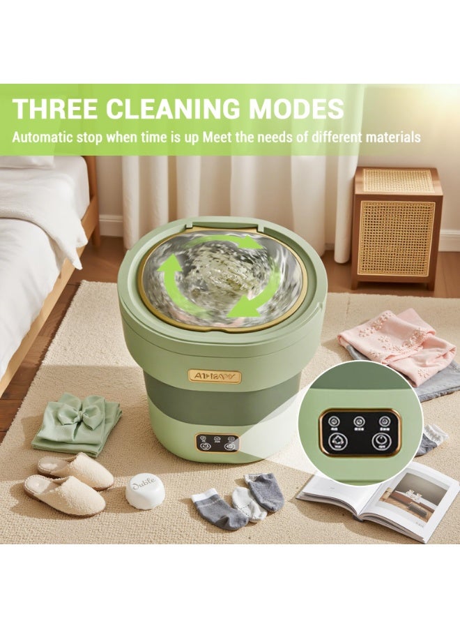 Bolivia's 12L Portable Washer with Spin Dryer - Mini Washing Machine for Apartments, 3 Wash Modes, Foldable Small Lavadora for Dorms, Travel & RV（Green） - Image 5