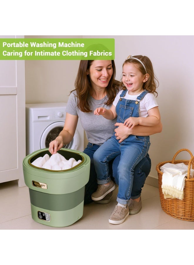 Bolivia's 12L Portable Washer with Spin Dryer - Mini Washing Machine for Apartments, 3 Wash Modes, Foldable Small Lavadora for Dorms, Travel & RV（Green） - Image 3