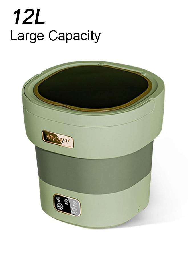 Bolivia's 12L Portable Washer with Spin Dryer - Mini Washing Machine for Apartments, 3 Wash Modes, Foldable Small Lavadora for Dorms, Travel & RV（Green） - Image 1