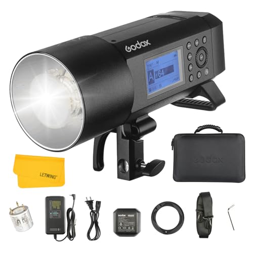 GODOX AD400 Pro AD400Pro Outdoor Flash Strobe Light TTL 400W Portable Strobe 18000s HSS Flash Monolight 390 Full Power Pops 0011s Recycle Time BatteryPowered Outdoor Photography Lighting