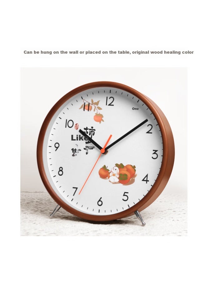 Timess Living Room Home Use Persimmon Lucky Solid Wood Sitting Hanging Dual-Use New Model Clock Wall Quartz Clock 22.5Cm - Image 3