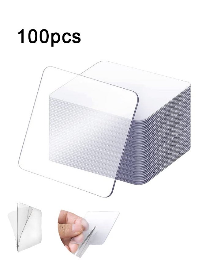 100 قطعة من الشريط اللاصق مزدوج الجوانب شديد التحمل، شريط لاصق شفاف مزدوج الجوانب للجدران، مزيل الشريط مزدوج الجوانب مقاوم للماء ومربعات قوية - Image 1