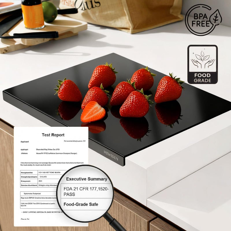 MEWSDEN Black Cutting Boards for Kitchen, Large Acrylic Cutting Board with Counter Lip Countertop Protector, Non-Slip Tablas Para Picar Cocina, Kitchen Decor Apartment Essentials House Warming Gifts(24"x18") - Image 4