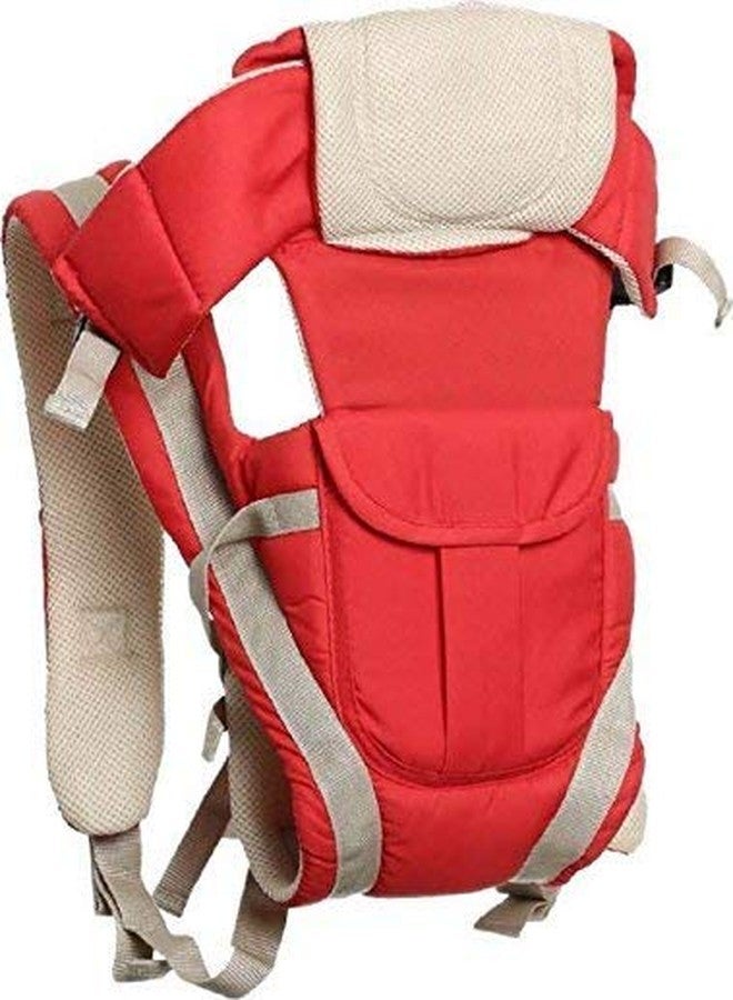 SHEMOK 4-in-1 Baby Carrier Bag - Adjustable Hands-Free Baby Carry Bag for 0 to 3 Year Baby, New Born Baby Carrier & Kangaroo Bag with Safety Belt (Red) - Image 1