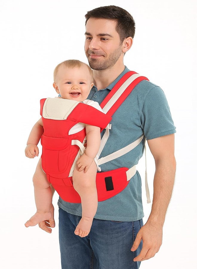 SHEMOK 4-in-1 Baby Carrier Bag - Adjustable Hands-Free Baby Carry Bag for 0 to 3 Year Baby, New Born Baby Carrier & Kangaroo Bag with Safety Belt (Red) - Image 3