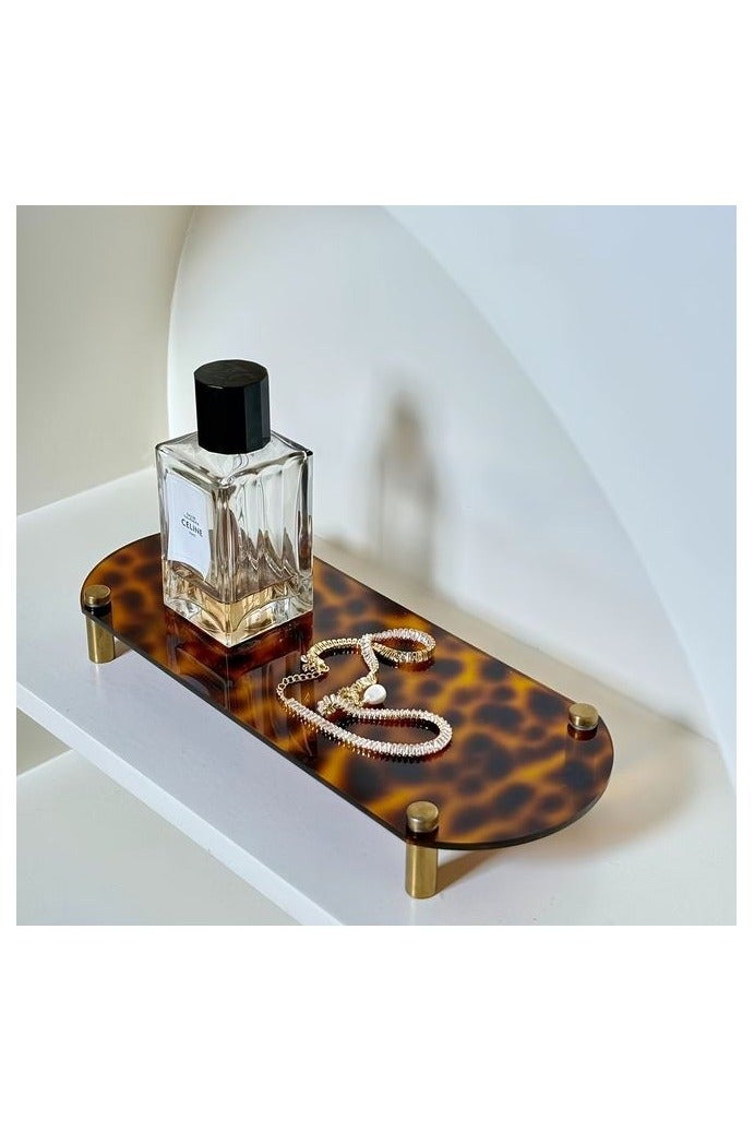 HOMESTAR [1pc French Lazy Design Tray] 1pc French Lazy Chill Design Sense Tray, Tortoise Yellow Brass Color Accessories Jewelry Tray, Scented Candle Tray, Home Desktop Decoration, Home Decor, Room Decor, Gift - Image 1