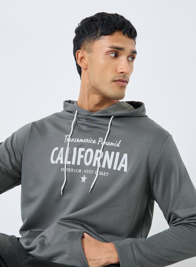 Take Two Men Grey Graphic Print Hoodie with Front Pocket - Image 1