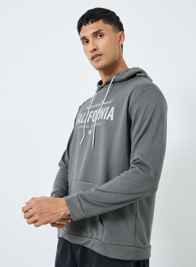 Take Two Men Grey Graphic Print Hoodie with Front Pocket - Image 3