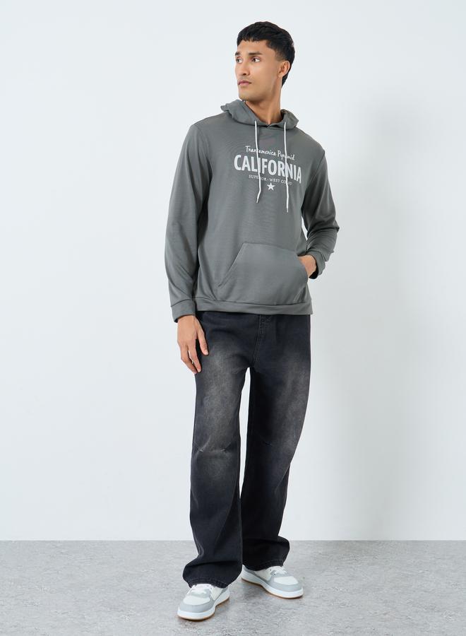 Take Two Men Grey Graphic Print Hoodie with Front Pocket - Image 2