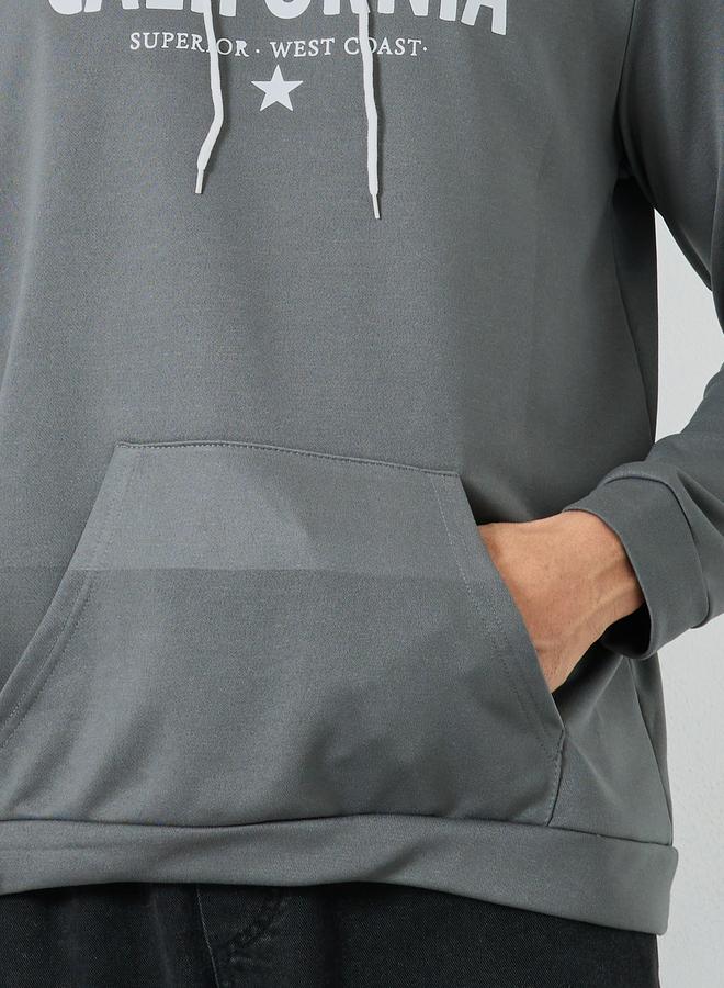 Take Two Men Grey Graphic Print Hoodie with Front Pocket - Image 4