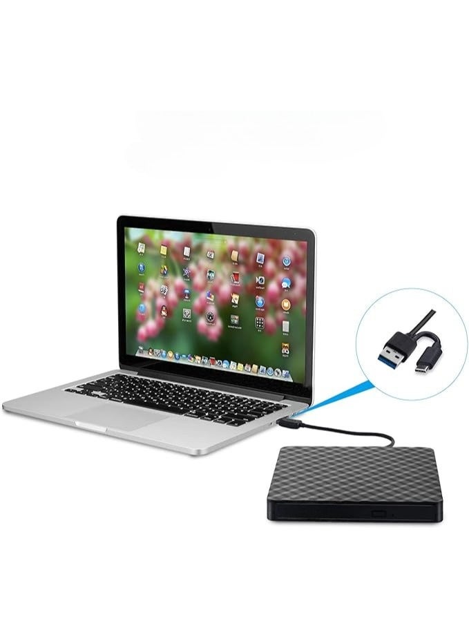 External DVD/CD Drive USB 3.0 Type-C – Slim Portable Optical Drive Compatible with Multiple Operating Systems - Image 2