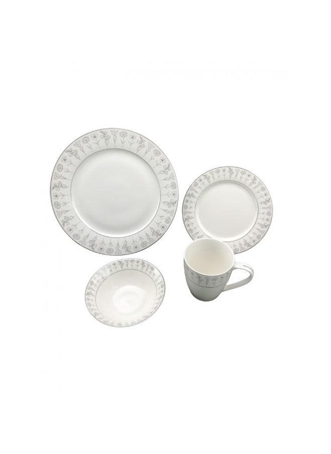 DANUBE HOME - Youthful Bite Sparkle 16 Piece New Bone China Dinner Set Elegant Dinnerware for 4 Stylish Plates Bowls and Mugs Perfect for Formal Dining & Home Entertaining - Image 1