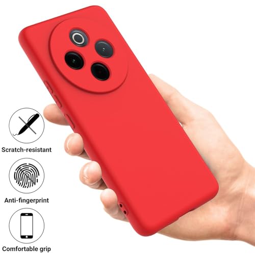 Casotec Back Cover for Vivo T4 5G | Full Camera Protection | Premium Liquid Silicon Case | Flexible Bumper Case for Vivo T4 5G / Y300 Pro 5G / Y300 Pro Plus 5G / iQOO Z10 5G (Red) - Image 5