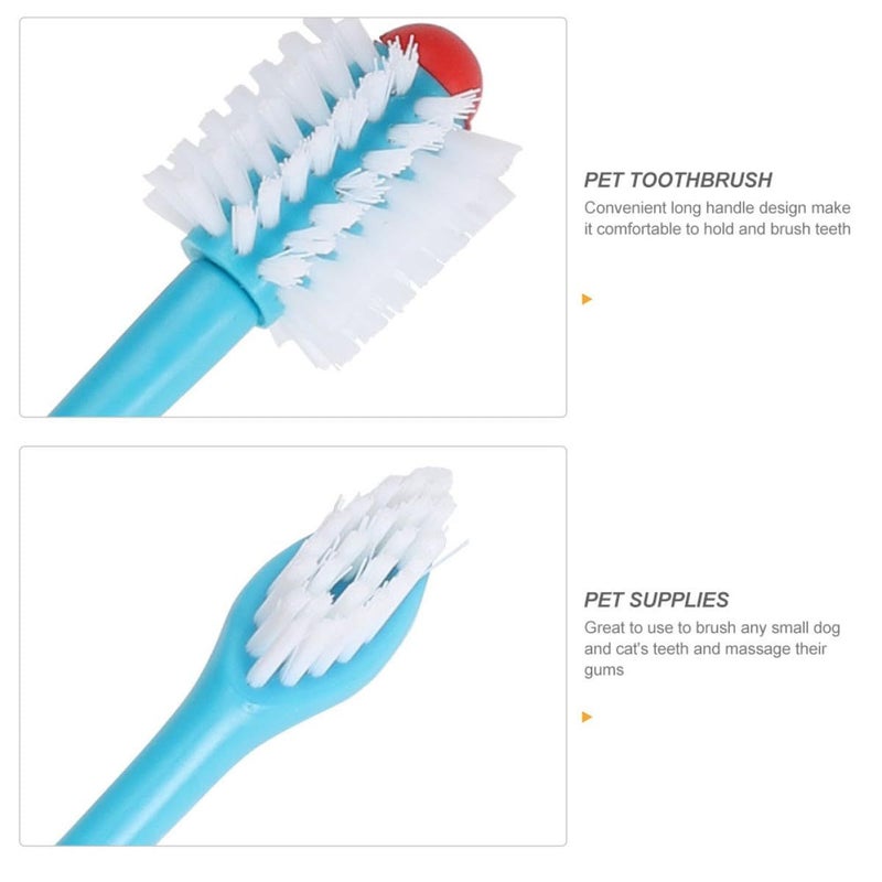 4pcs Dual Head Pet Toothbrushes Soft Bristles Long Handle Anti Slip Grip Teeth Cleaning Oral Care - Image 4