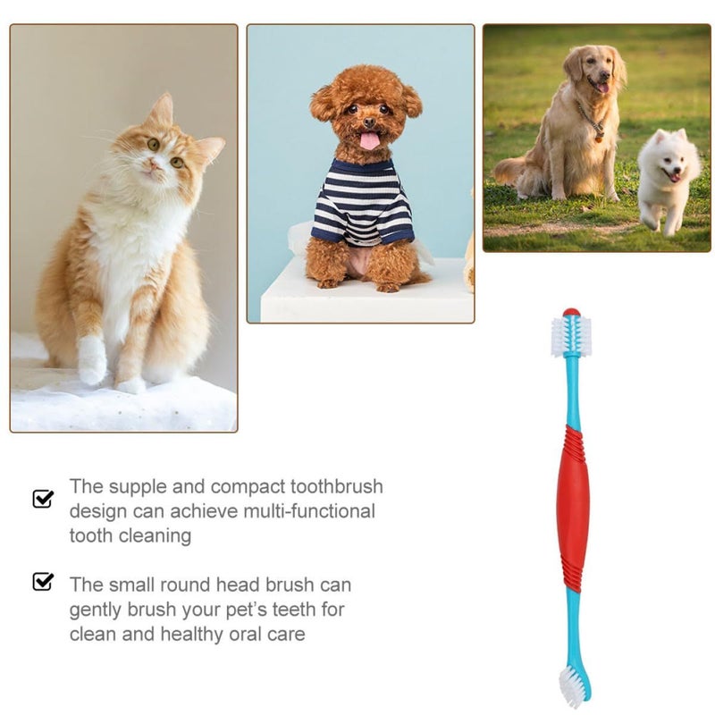 4pcs Dual Head Pet Toothbrushes Soft Bristles Long Handle Anti Slip Grip Teeth Cleaning Oral Care - Image 5